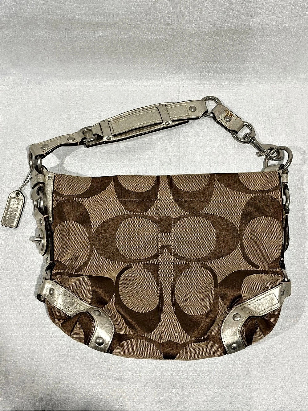 Coach Soho Signature Small Hobo Shoulder Bag in Brown & Tan